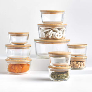 T Daniels - 20-Piece Round Glass Food Storage Set with Bamboo Lids