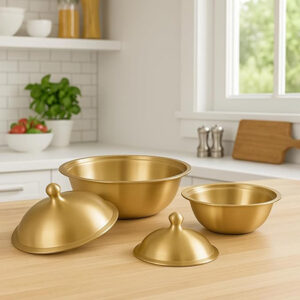 Ayurvedic Pure Bronze Kansa Donga Set – 2 Pc with Lids & Spoon